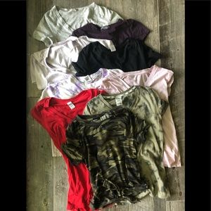 Bundle of 9 short sleeve tee t shirts xs and s